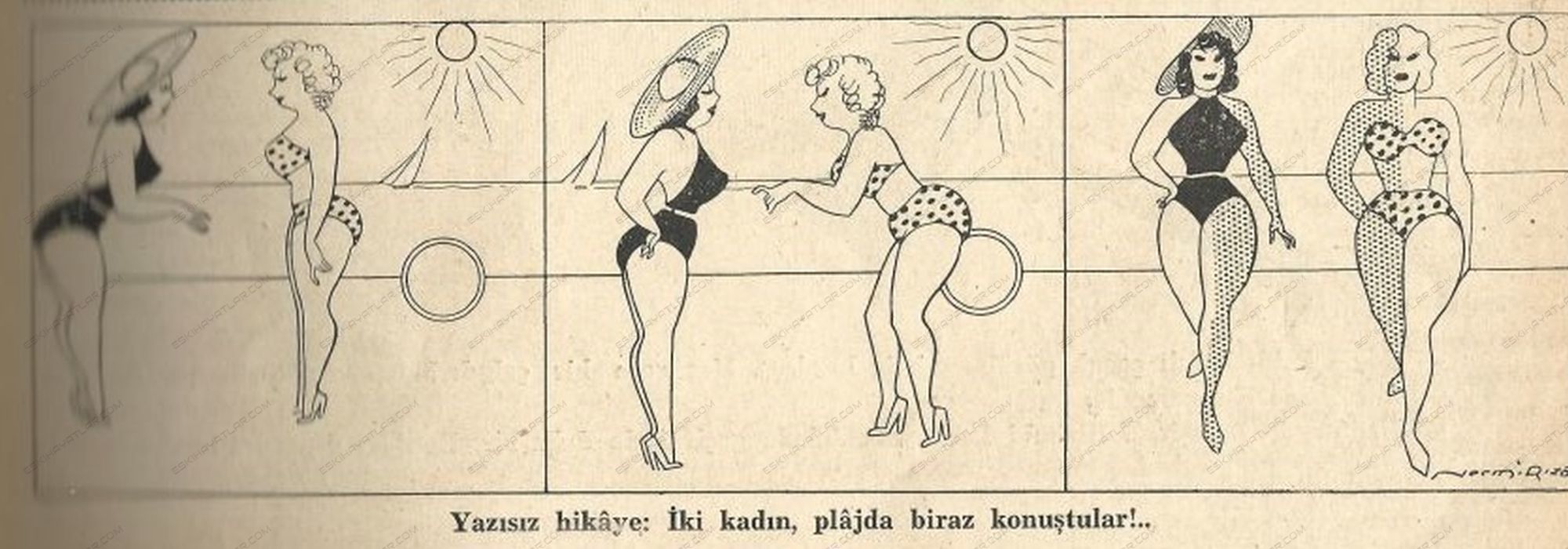 0225-akbaba-dergisi-1938-necmi-riza-karikaturleri-otuzlarda-denize-girmek-mayolu-kadinlar